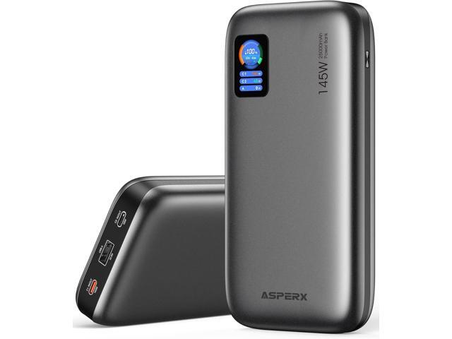 AsperX Laptop Power Bank, 25,000mAh 140W PD 3.1 Fast Charging Portable Charger, TFT Smart Display USB C Battery Pack(92.5Wh) for MacBook Pro/iPhone.