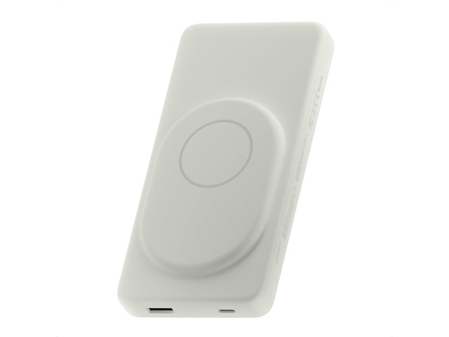 Clemm Portable 10000 mAh Wireless Power Bank, Travel Essential, Quick Charging for iPhone 16/15/14/13/12/11/X - USB-C × 1 & USB-A × 1, Ivory