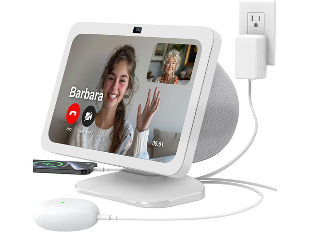 PlusAcc Stand for Show 8 (3rd Gen) - Adjustable Tilt Table Holder with 2 Charging Ports (USB-C & USB-A), Magnetic Station Accessories for Charge...