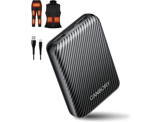 Heated Vest Battery Pack, 5V 2A/3A USB-C Out/in Power Bank for Heated Jacket Heated Pad Heated Hoodies Pocket Size Black