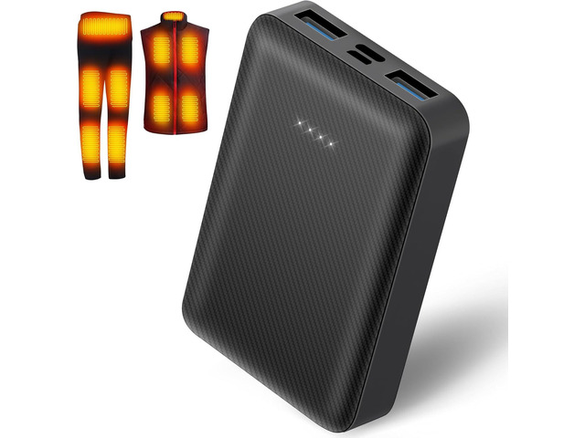 CYCYHEAT 10000mAh Battery Pack for Heated Vest Jacket Coat Pants and Heating Underwear, 5V2A Heated Clothing Replacement Battery Pack (Black, 5V2A...