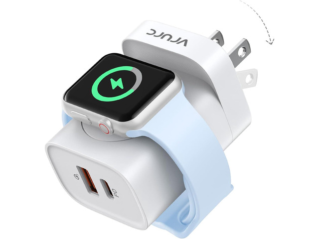 VRURC Fast Charger for Apple Watch, Built-in Wireless Magnetic Charging Station for iWatch SE/11/10/9/8/7/6/5/4, PD 20W USB C Charging Block,...