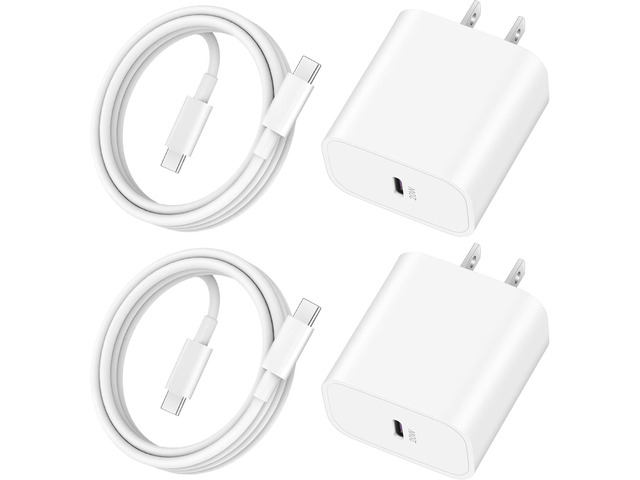 20W Fast Charger for iPhone 17/17 Pro Max/Air/16/16 Pro Max/16 Plus, iPad Pro 13/12.9/11 inch, iPad 10th/Mini 6, AirPods, 2Pack USB C Wall Charger...