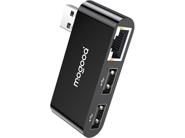 MOGOOD USB to Ethernet Adapter, Type A to Gigabit Ethernet LAN Network Adapter, RJ45 1000Mbps Hub with 2 USB Ports, for Laptops, PC, MacBook,...