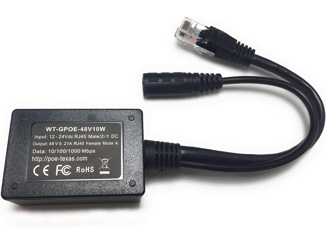 PoE Texas Power Over Ethernet Inline Converter Injector for 12 Volt and Solar to POE Conversions - Convert 12-30v to PoE with Gigabit Data -...