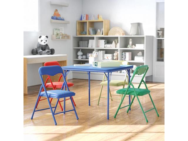 Flash Furniture Mindy Kids 5-Piece set Folding Square Table and Chairs Set for Daycare and Classrooms, Children's Activity Table and Chairs Set,.