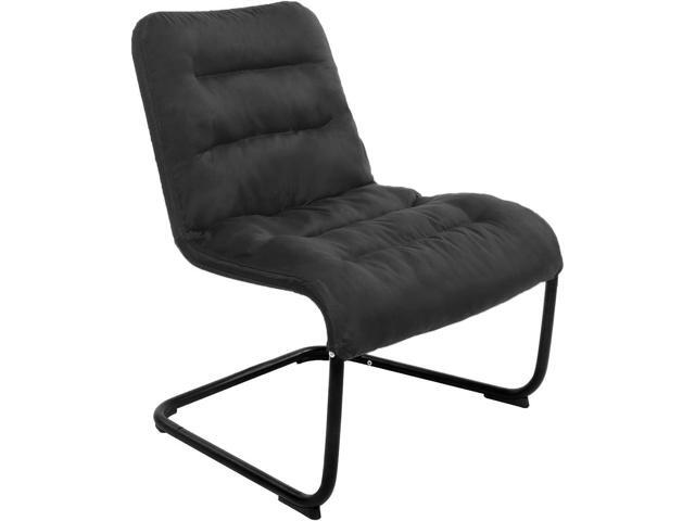 Upholstered Durable Metal Modern Chair with Soft Cushion, Black - Ideal for Bedrooms, Living Rooms, Dorms, Indoor Spaces, Accent and Lounging