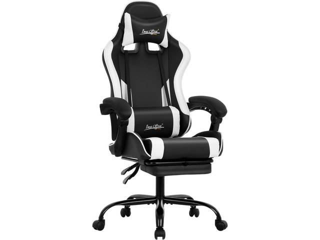 Gaming Chair Office Chair Desk Chair with Footrest Lumbar Support Headrest Armrest Task Rolling Swivel Ergonomic E-Sports Adjustable PC Gamer Chair...