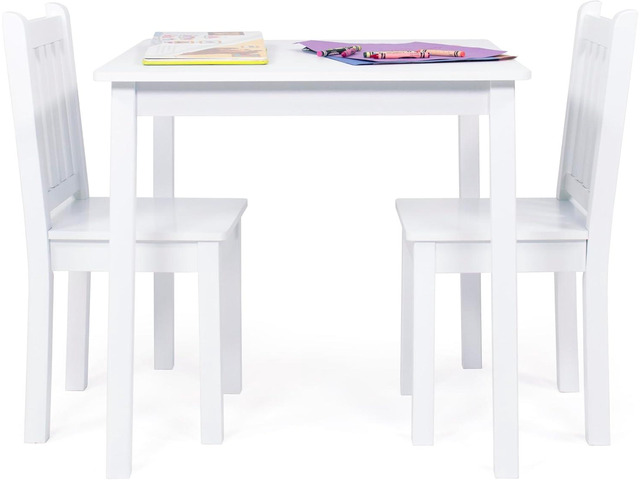 Humble Crew Kids Wooden Table and 2 Chairs Set, White - Square Kids Table and Chair Set for Toddlers and Children for Arts, Crafts, and Snack Time...