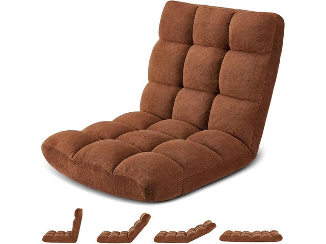 Folding Floor Gaming Chair 14-Poistion Cushioned Adjustable Floor Lazy Sofa Chair w/Breathable Cotton & Skin-Friendly Flannel for Adults & Kids...