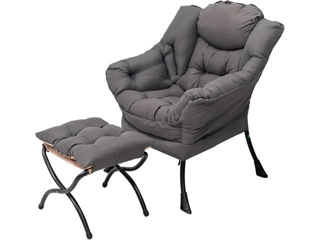 Welnow Lazy Chair with Ottoman, Modern Lounge Accent Chair with Armrests and a Side Pocket, Leisure Sofa Armchair, Reading Armchair with Footrest.