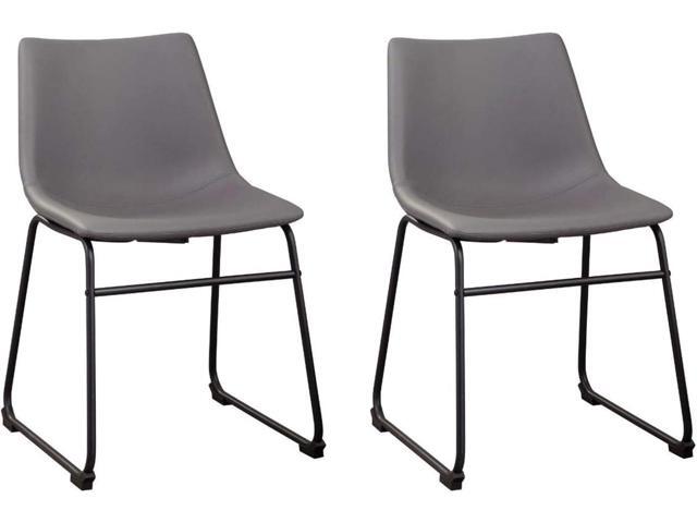 Signature Design by Ashley Centiar Casual Bucket Seat Dining Upholstered Side Chair with Black Metal Base, Set of 2, Faux Leather, 18.75' Seat.