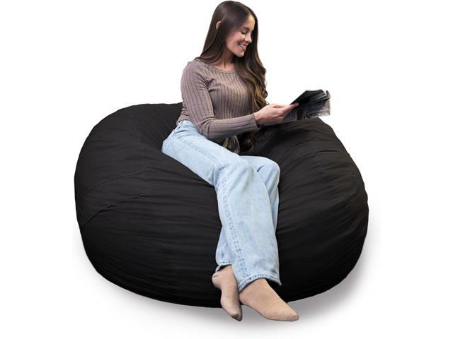 Big Joe Fuf 5Ft Oversized Foam Bean Bag Chair with Removable Cover for Kids, Teens, Adults, Onyx Lenox, Durable Woven Polyester, 5 foot Large.