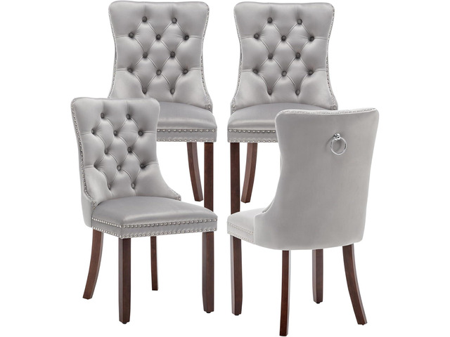 Kiztir Velvet Dining Chairs Set of 4, Upholstered Dining Chairs with Nailhead Trim and Button Back, Luxury Tufted Dining Chair for Living Room,...