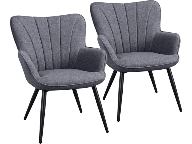 Yaheetech Accent Chair, Modern and Elegant Armchair, Linen Fabric Living Room Chair Vanity Chair with Metal Legs and High Back for Living Room...