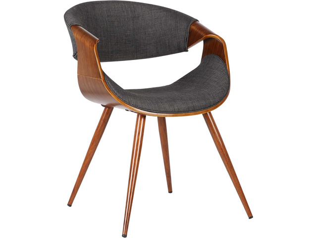 Armen Living Butterfly Mid-Century Dining Chair in Walnut Finish and Charcoal Fabric