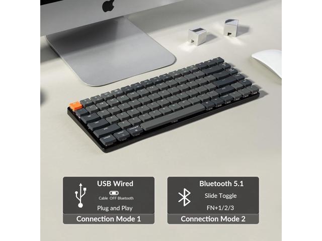 Keychron K3 Version 2, 84 Keys Ultra-Slim Wireless Bluetooth/USB Wired Mechanical Keyboard with White LED Backlit, Low-Profile Keychron Mechanical...