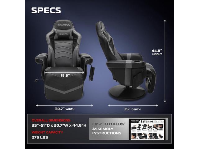 Respawn 900 Console Gaming Recliner with Footrest and Lumbar Support - Comfortable Ergonomic Gaming Chair with Headrest, No Wheels, Reclining,...