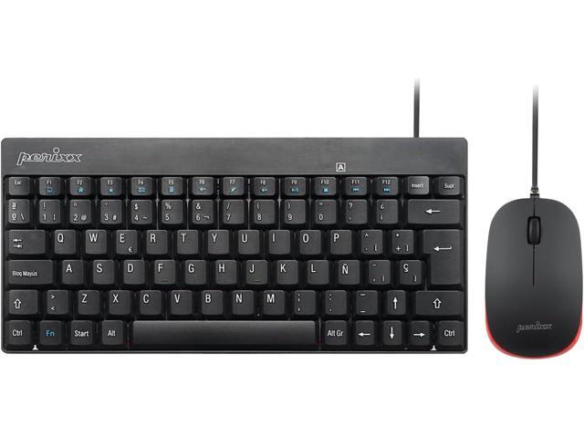 Perixx PERIDUO-212 ES Teclado y ratón pequeños con Cable, 12 Teclas Multimedia, Negro, Configuración Española