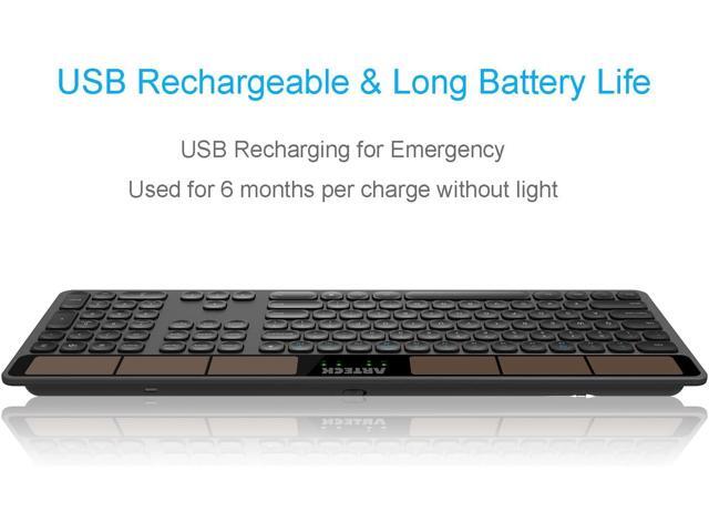 Arteck Wireless Solar Keyboard Full Size Solar Recharging Keyboard for Computer/Desktop/PC/Laptop/Surface/Smart TV and Windows 10/8 / 7 / Vista/XP...