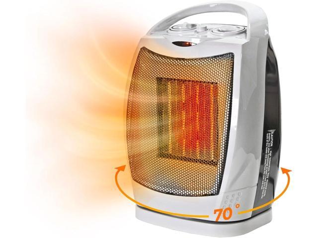 Comfort Zone Oscillating Indoor Space Heater, Portable, Ceramic, Electric, Energy-Efficient, Adjustable Thermostat, Tip-Over Switch, Overheat.