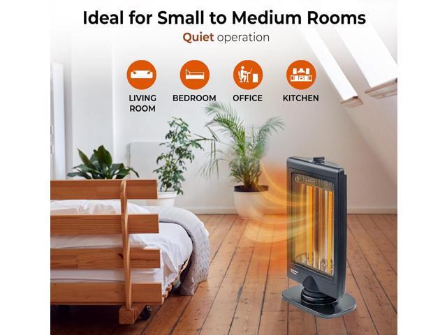 Comfort Zone Oscillating Portable Space Heater, Flat Panel, Halogen, Infrared, Electric, Adjustable Tilt, Overheat Sensor, Stay-Cool, & Tip-Over...