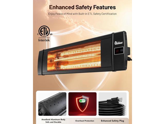 Dr Infrared Heater DR-238 Carbon Infrared Outdoor Heater for Restaurant, Patio, Backyard, Garage, and Decks, Standard, Black