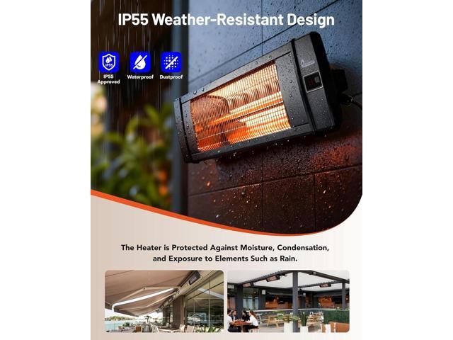 Dr Infrared Heater DR-238 Carbon Infrared Outdoor Heater for Restaurant, Patio, Backyard, Garage, and Decks, Standard, Black
