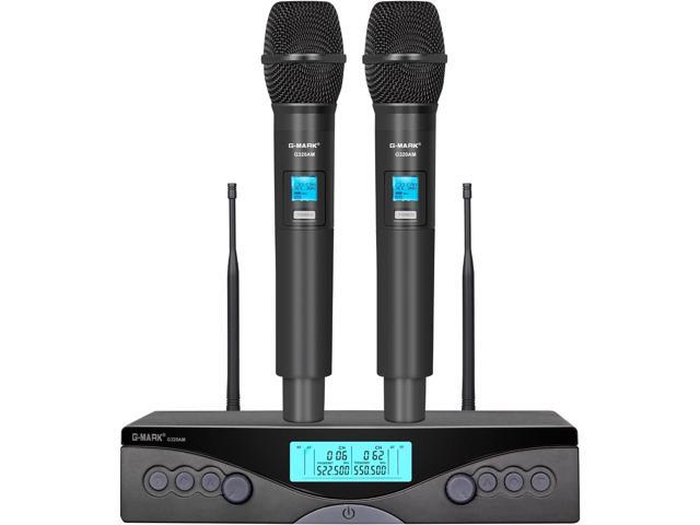 G-MARK Wireless Microphone System, Professional UHF Dual Channel Handheld Cordless Dynamic Mic Set for Home Karaoke,Church, DJ, Wedding, Meeting,.