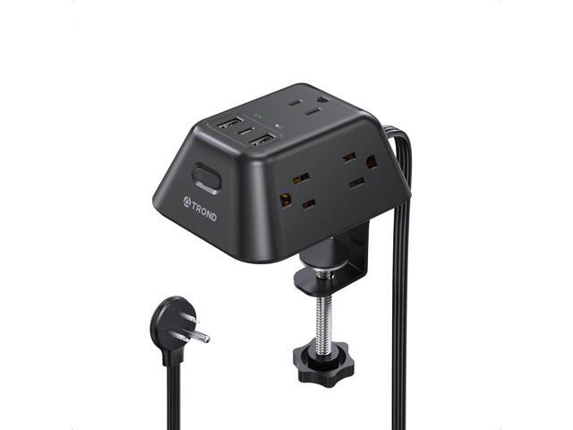 Desk Clamp Power Strip, Surge Protector with 5 AC Outlets and 3 USB Ports, Desk Mount Charging Station, Fit 1.97in Tabletop Edge Thick, 6FT.