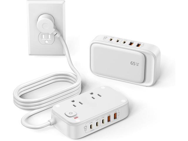 KWRNVO 7-in-1 Power Strip, 85W PD USB C Power Strip with 3 USB-C, 2 USB-A Ports and 2500W AC Outlet, Flat Plug Total 175W Essentials for.