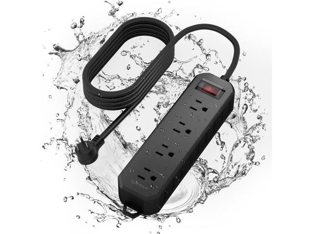 TESSAN Outdoor Power Strip Weatherproof, 6FT Extension Cord Waterproof with 4 Outlets 1 Switch (1250W), Surge Protector 1700J, Wall Mountable for.