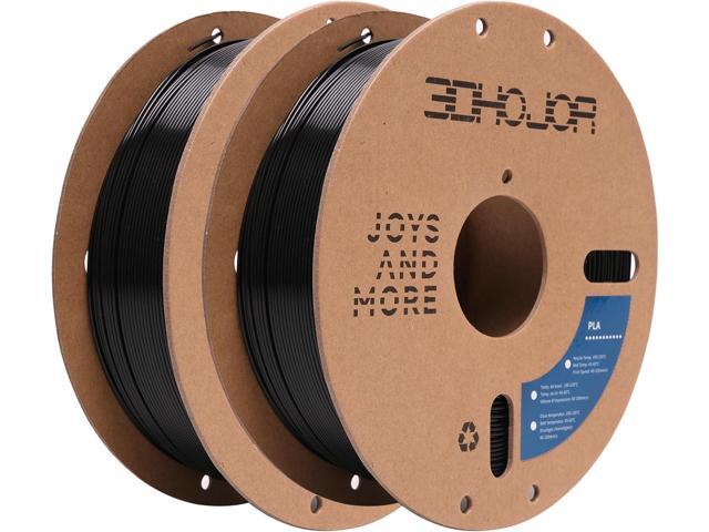 PLA Filament 1.75mm,3D Printing Filament,1kg*2 Cardboard Spool, Fit Most FDM 3D Printer,Dimensional Accuracy +/- 0.03 mm,Vacuum Packaging-2Pack Black