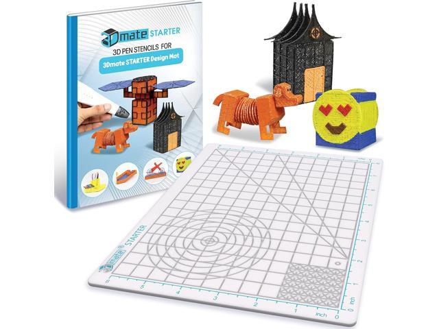 3Dmate Starter - Transparent 3D Pen Mat 9 x 7 Inches with Compatible Stencils Book - Flexible Two-Sided Heat-Resistant Silicone - 3D Pen...