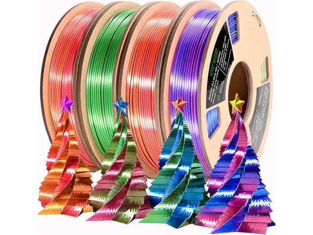 PLA Filament 1.75mm, Tri-Colors 3D Printer Filament, Rainbow PLA Filament Bundle, Coextrusion 3D Filament with Silk PLA Color Change, 3D Printing...