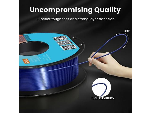 Silk PLA Filament 1.75mm Royal Blue 1KG, Shiny High Gloss Finish, Perfectly Wound, Accuracy +/-0.02mm 3D Printer Filament Vacuum Packaging