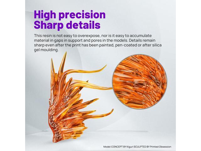 RESIONE Water-Washable 3D Printer Resin, Clear Flaming Orange, Low Odor, Fast Curing, High Precision Photopolymer Resin for LCD DLP MSLA, Easy to...
