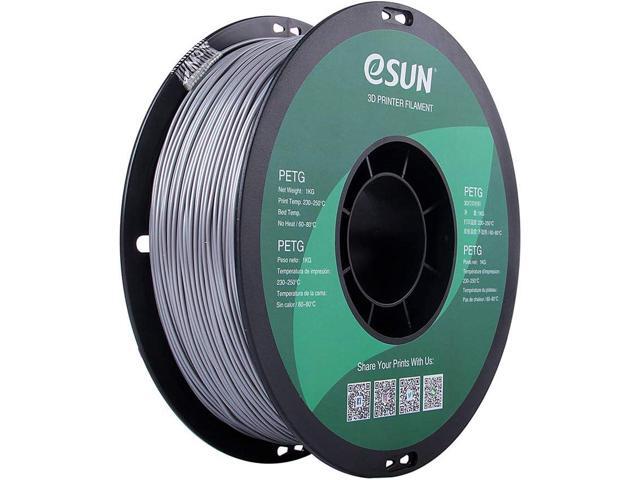 eSUN 3D 1.75mm Solid Silver PETG 3D Printer Filament 1KG Spool (2.2lbs), Dimensional Accuracy +/- 0.03 mm, 1.75mm Solid Opaque Silver
