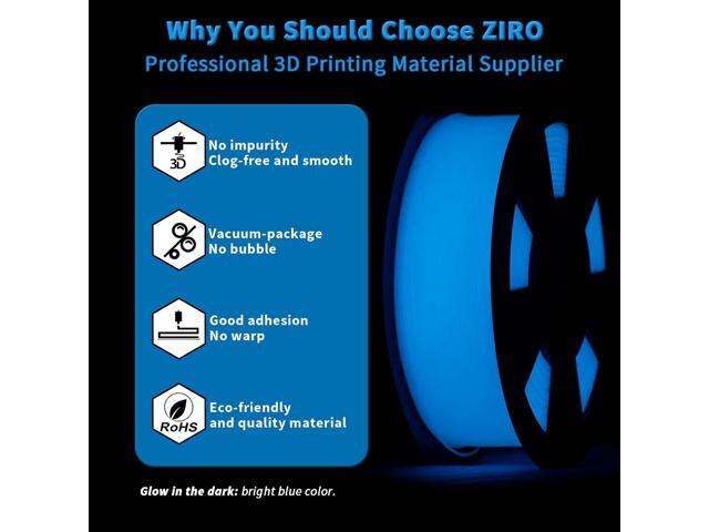 ZIRO Glow in The Dark Filament, PLA Filament 1.75mm, Luminous 3D Printer Material, Strong Glow Effect 1KG(2.2lbs) Spool, Dimensional Accuracy +/-...