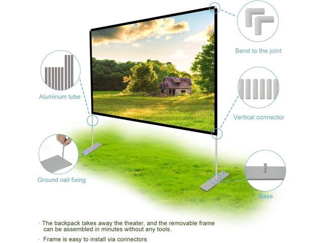 Projector Screen with Stand 120 inch 16:9 HD 4K Outdoor Indoor Projection Screen for Home Theater 3D Fast-Folding Projector Screen with Stand Legs...