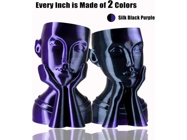 PLA Filament 1.75mm,3D Printer Filament High Speed Printing, Silk PLA Dual Color Black Purple 3D Printer Filament, 1.75 PLA Filament +/-0.02mm,...
