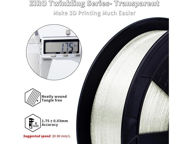 ZIRO Glitter PLA Filament 1.75mm, 3D Printer Filament Shiny Sparkle pla with Glitter, Twinkle Series 1.75 1kg/2.2lbs Translucent Spool, Fit Most...