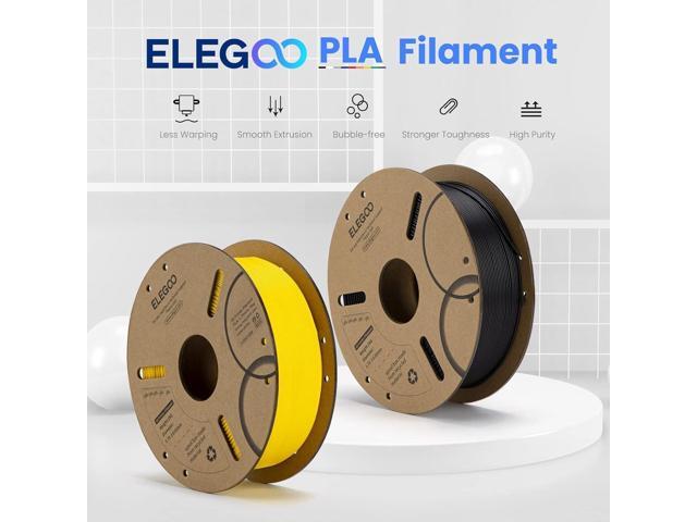 ELEGOO PLA Filament 1.75mm Black 2KG, 3D Printer Filament Dimensional Accuracy +/- 0.02mm, 2 Pack 1kg Cardboard Spool(2.2lbs) 3D Printing Filament...