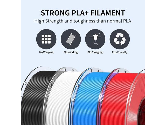 RAMBERY PLA+ 3D Printer Filament Bundle 4KG Toughness Upgraded 1.75MM 3D Printing Filament Fit Most FDM PrintersBlack/White/Blue/Red1KG X 4 Spools