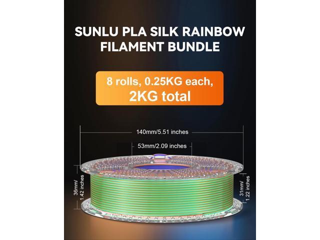 SUNLU 3D Printer Filament Bundle, Silk Filament Multicolor, Individually Vacuum Packed, Dual Color*5, Triple Color *3, 2kg in Total