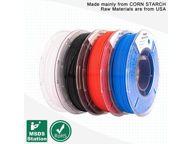 AMOLEN PLA 3D Printing Filament Bundle 1.75mm, Black White Red Blue 250g X 4 Spools Pack 3D Printier Filament, 1KG/2.2 lb in Total, Compatible with...