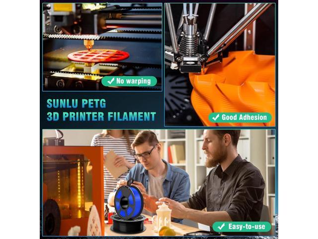 SUNLU PETG Filament 2KG, High Strength PETG 3D Printer Filament 1.75mm, Dimensional Accuracy +/- 0.02mm, 1KG Spool(2.2lbs), 2 Pack, Black+White