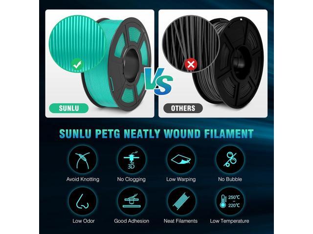 SUNLU PETG Filament 2KG, High Strength PETG 3D Printer Filament 1.75mm, Dimensional Accuracy +/- 0.02mm, 1KG Spool(2.2lbs), 2 Pack, Black+White