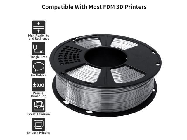 GIANTARM Silk Metallic Silver PLA 3D Printer Filament 1kg Spool, 1.75mm Dimensional Accuracy +/-0.03mm, 1080 Feet per Roll, Vacuum Packaging