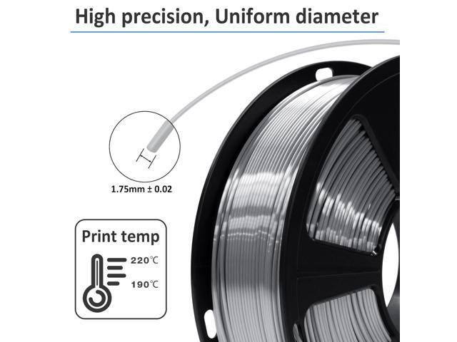 GIANTARM Silk Metallic Silver PLA 3D Printer Filament 1kg Spool, 1.75mm Dimensional Accuracy +/-0.03mm, 1080 Feet per Roll, Vacuum Packaging